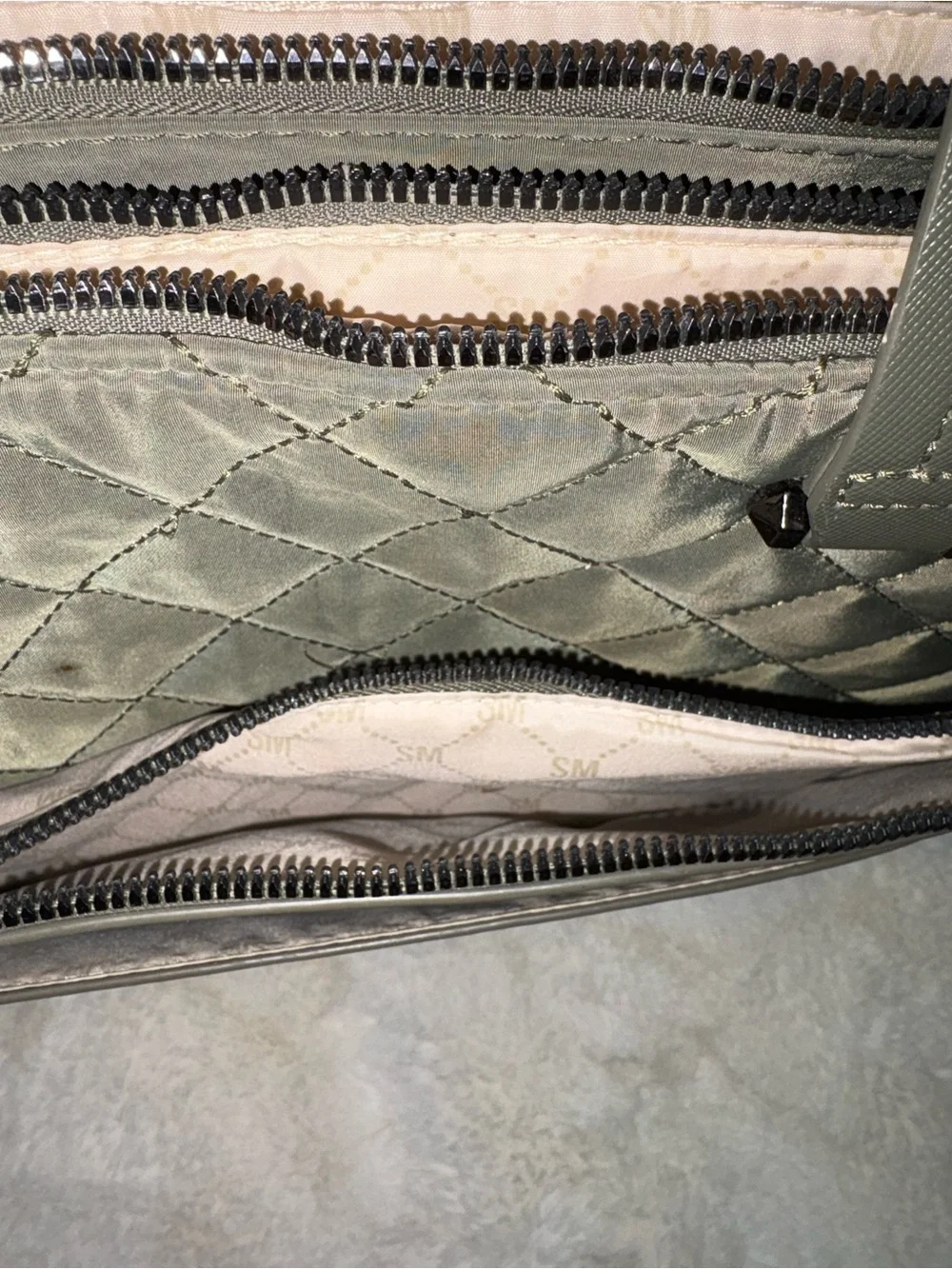 SM Monogram Olive Green Quilted Tote Bag for Men